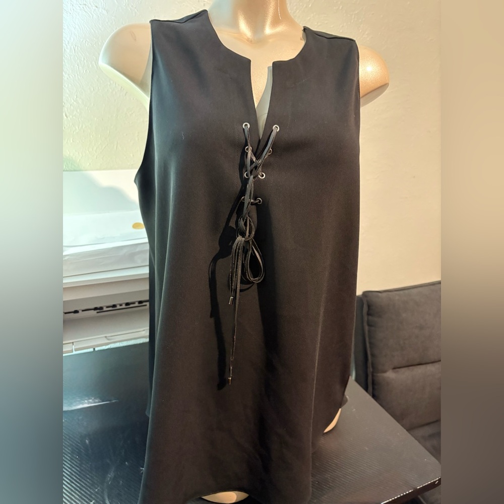 Amanda Uprichard Black Lace-Up Top